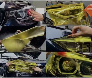 Lamina Vinilo Sticker PVC Faros Amarillo 60*30