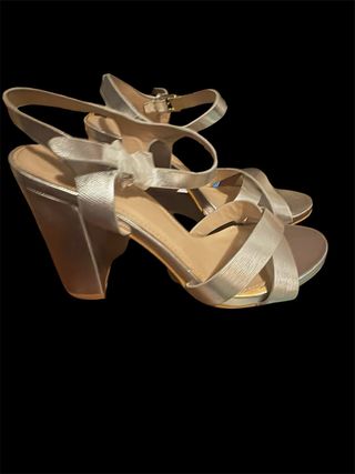Sandalias Plataforma Plata - Tacón Ancho