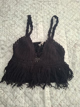 Top negro crochet Zara