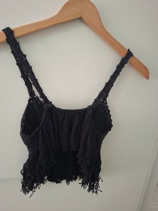 Top negro crochet Zara
