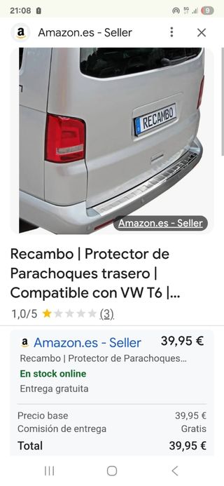 Protector parachoques trasero VW T6