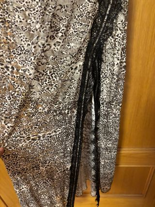 Vestido Carher largo estampado- beige/negro