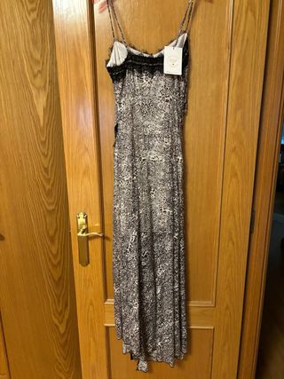 Vestido Carher largo estampado- beige/negro