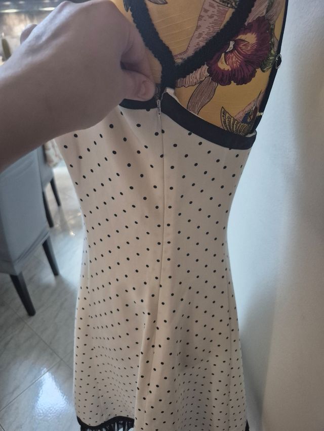 Miniabito bianco e nero a pois Fokus