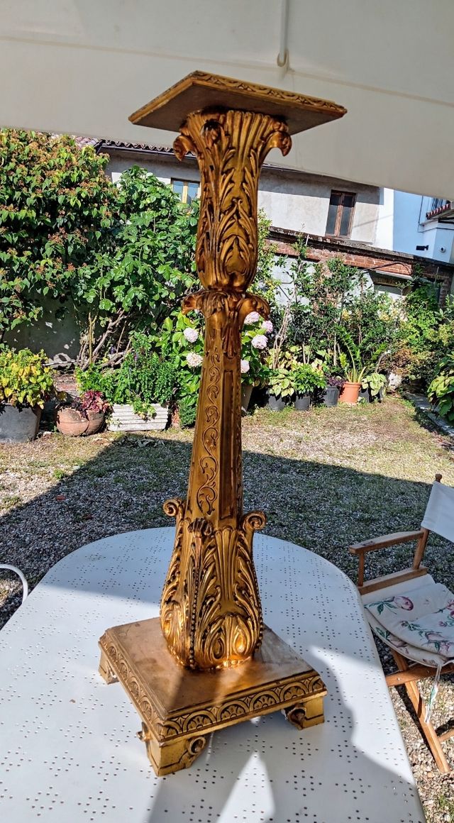 Alzata antica legno dorato 115cm Barocco italiano.