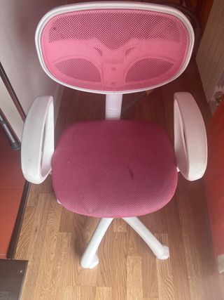 Silla escritorio rosa y blanca
