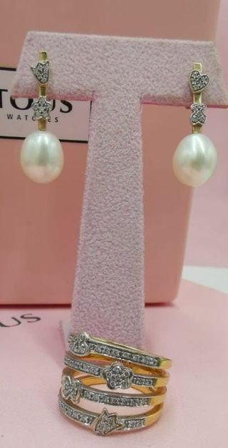 Tous pendientes & anillo: oro, brillantes