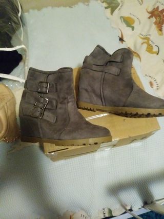 Botines grises mujer 38 - cuña 6cm