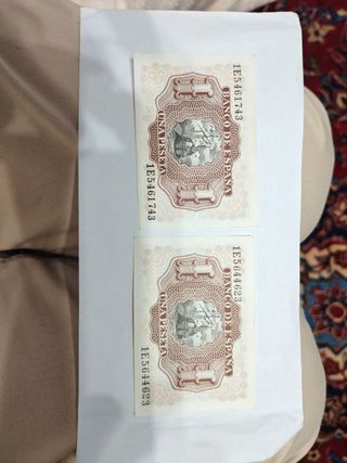1 Peseta España 1953 billete dos billetes 
