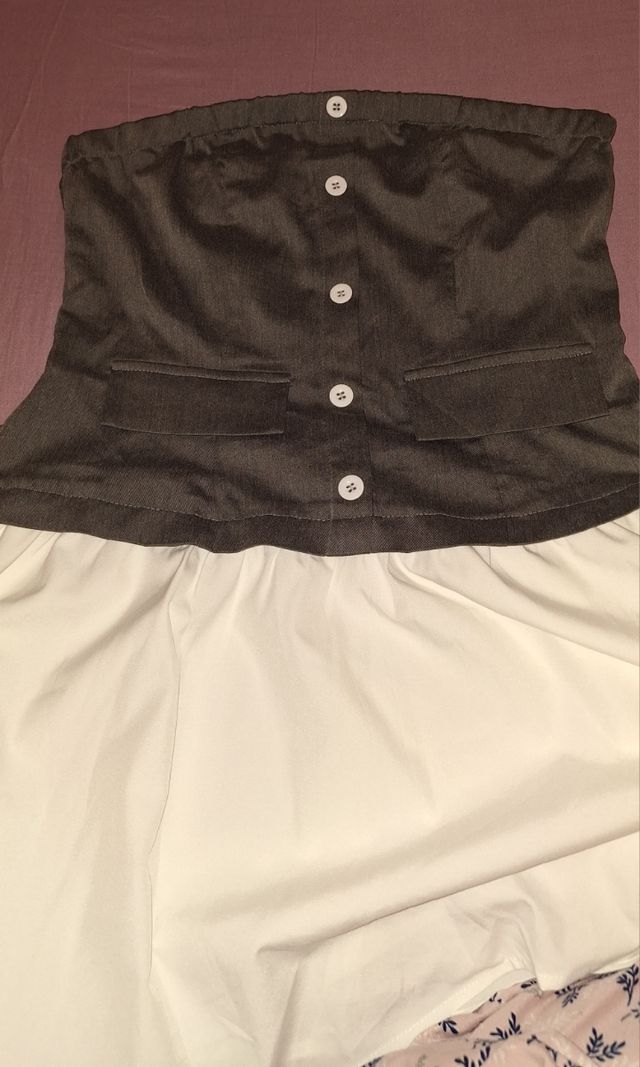 Vestido gris y blanco - sin tirantes