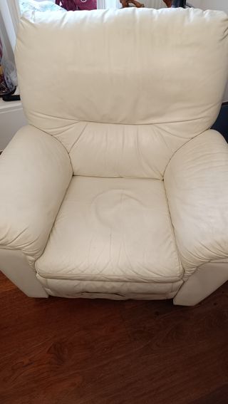 Sillón relax piel blanco