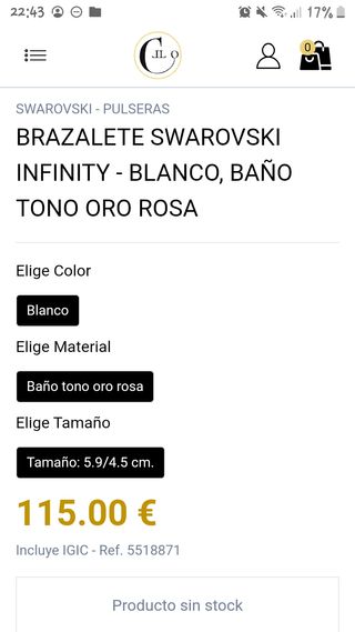 Brazalete Swarovski Infinity - oro rosa