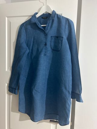 Camisola denim larga azul