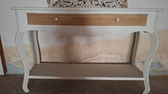 Consola+Espejo madera blanco/marrón