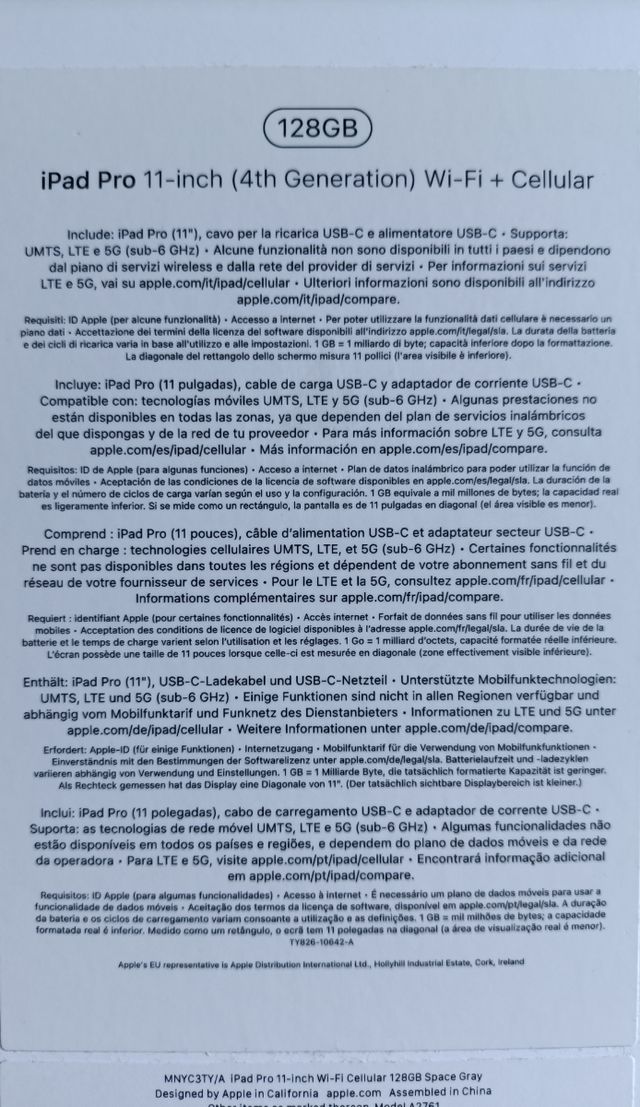 iPad Pro 11" 128GB 4ª Gen - Gris Espacial