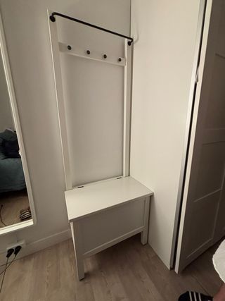 Banco almacenaje+perchero recibidor blanco Hemnes