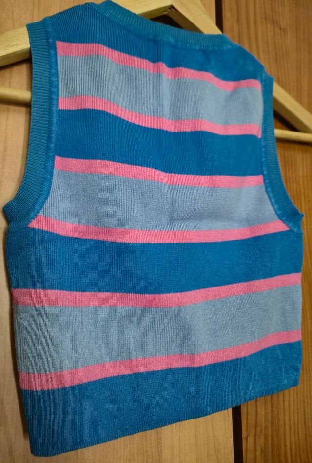 Top corto rayas azul rosa