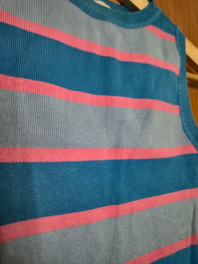 Top corto rayas azul rosa