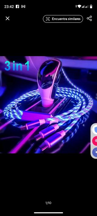 Cable USB 3 en 1 con luz