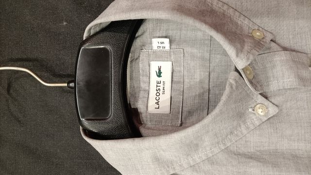 Camisa Lacoste manga corta gris,Slim fit