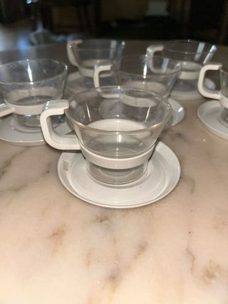 Juego 6 tazas café - plástico transparente