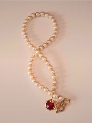 Collana perle e zircone rosso