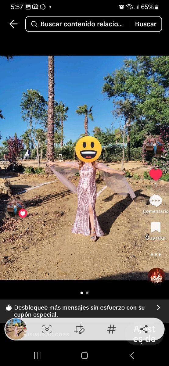 Vestido Paillette Rosa | Talla L