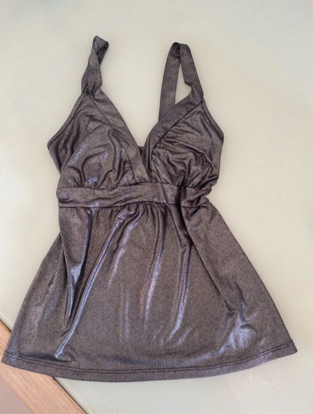 Top metalizado plata vintage