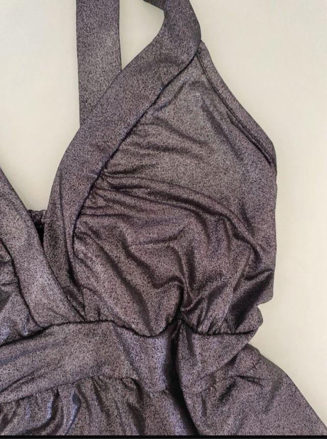 Top metalizado plata vintage