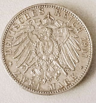 Moneda Alemania Imperio 2 marcos 1901A