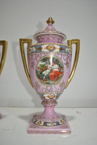 Jarrones porcelana rosa antiguos