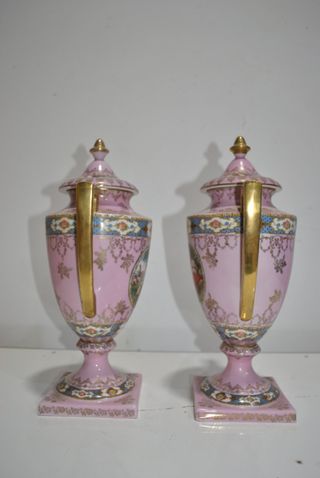 Jarrones porcelana rosa antiguos