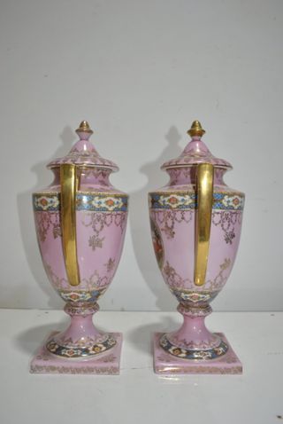 Jarrones porcelana rosa antiguos