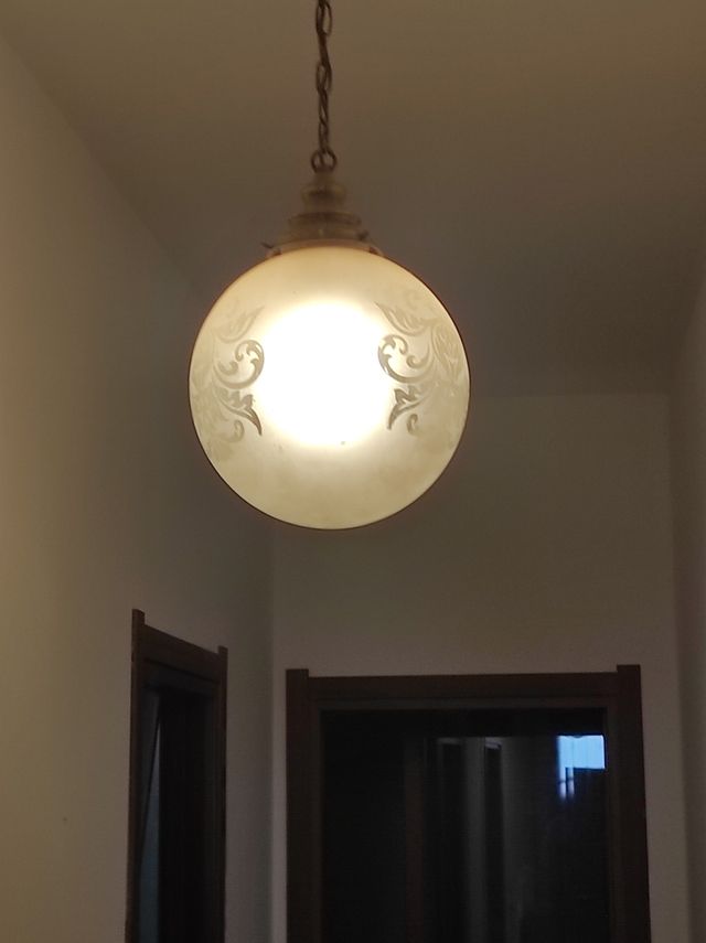 Lampadario vintage vetro decorato  ottone