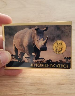 Moneda oro 999 RINOCERONTE AFRICANO 24K Chad 2024