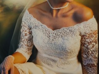 Abito romantico da sposa pizzo macramè e  Chiffon