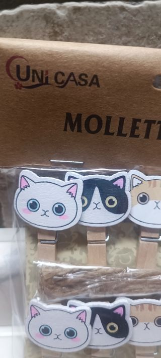 Mollette legno gattini - 10pz