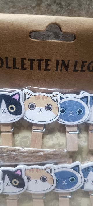 Mollette legno gattini - 10pz