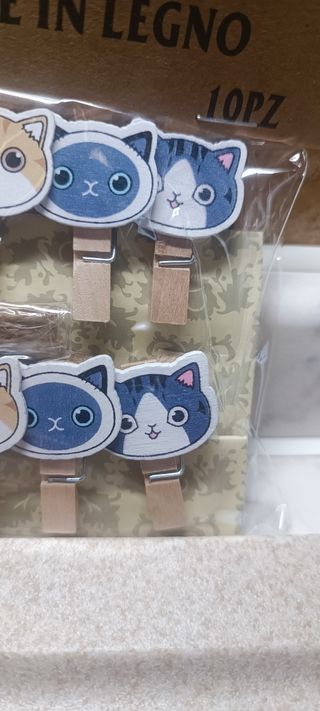 Mollette legno gattini - 10pz