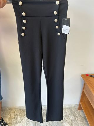 Pantaloni eleganti neri con bottoni - Tg M