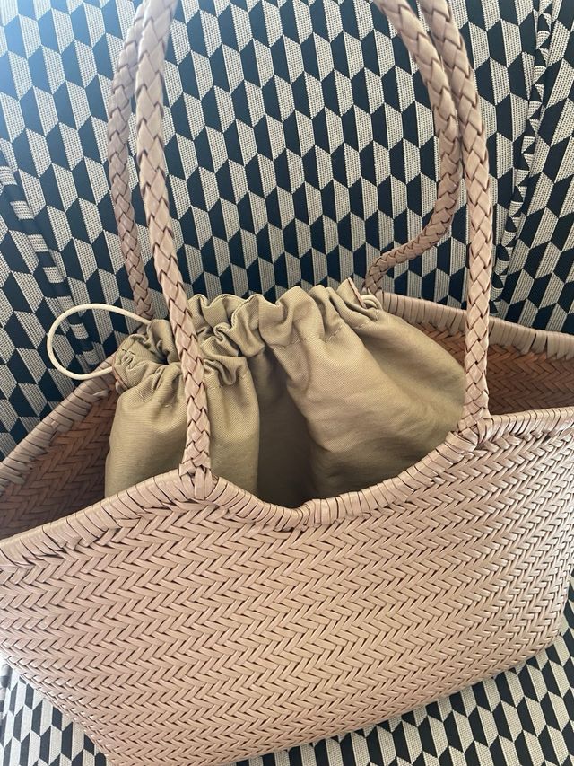 Bolso beige trenzado piel tipo Biba