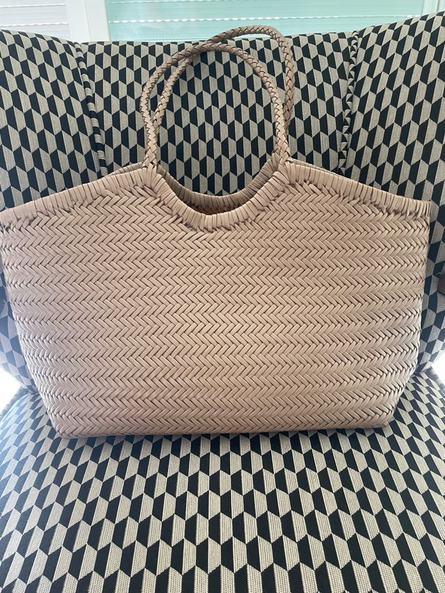 Bolso beige trenzado piel tipo Biba
