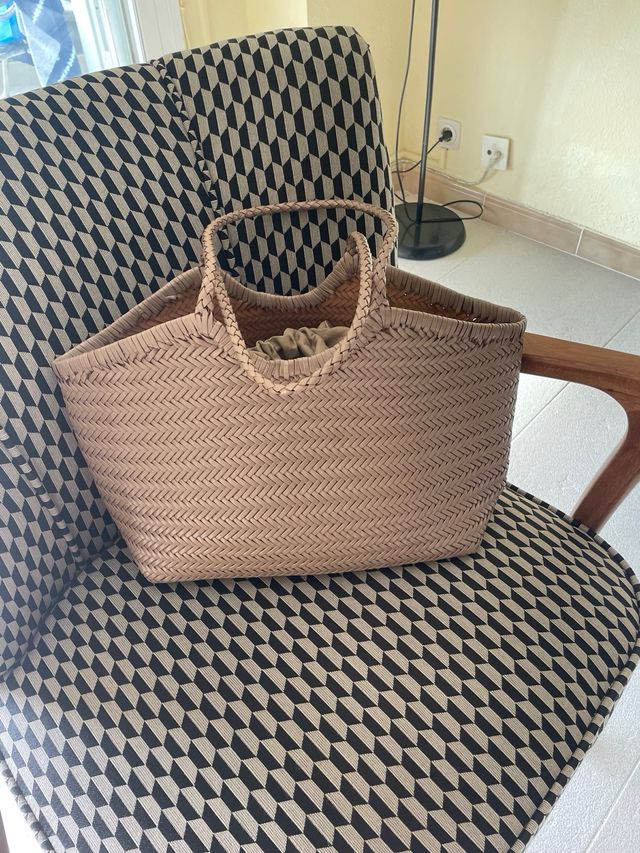 Bolso beige trenzado piel tipo Biba