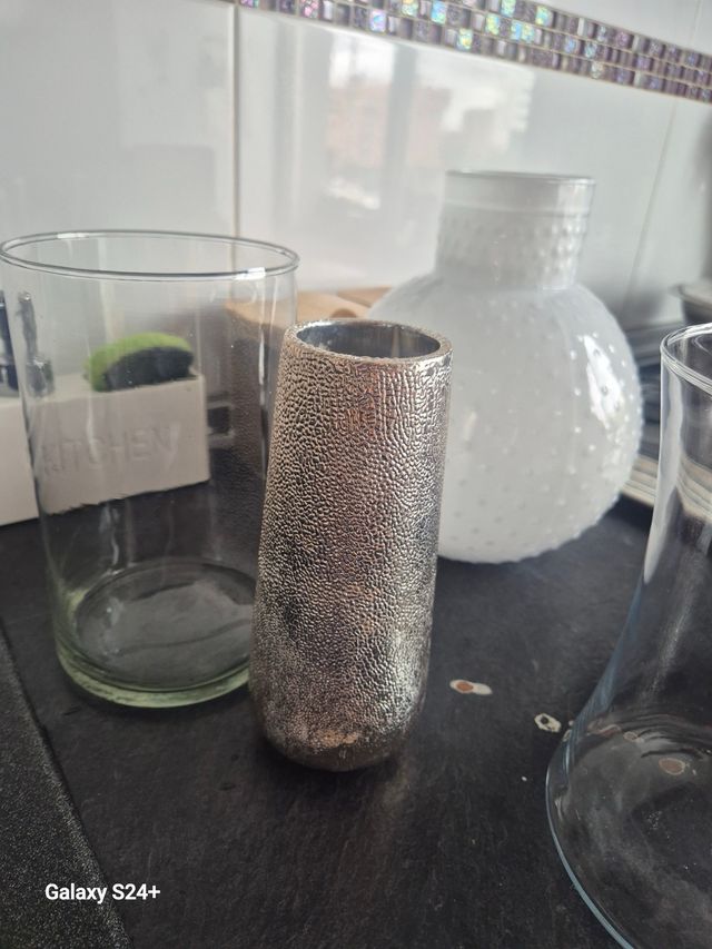 Jarrones decorativos - rosa y plata