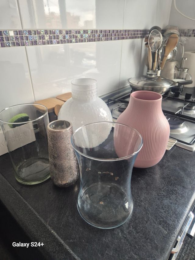 Jarrones decorativos - rosa y plata