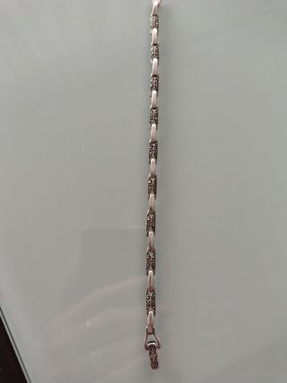 Pulsera plata envejecida  con cierre filigra 19 cm