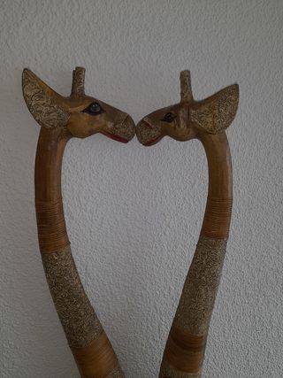 2 Jirafas Madera Talladas a Mano unica 200cm