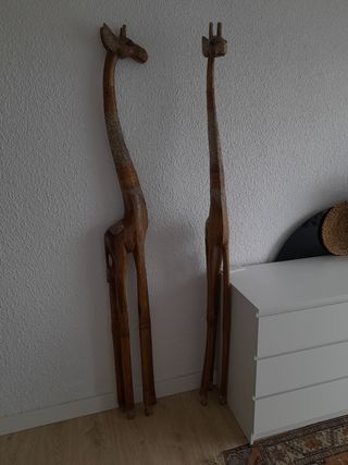 2 Jirafas Madera Talladas a Mano unica 200cm