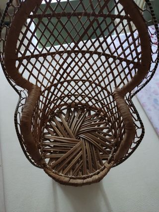Sedia vimini bambole vintage