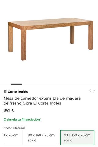 Mesa comedor madera - extensible
